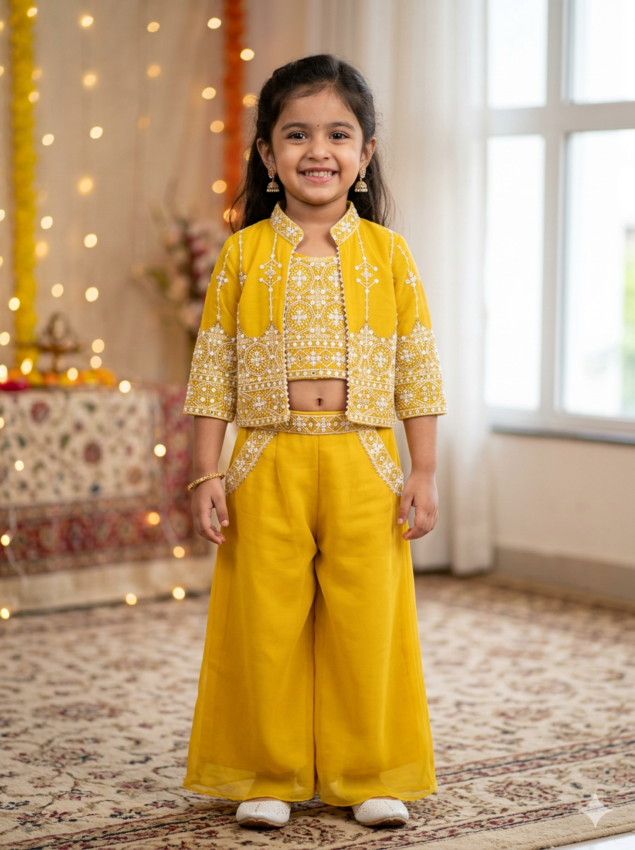 Plazo with Jacket Set for Girls