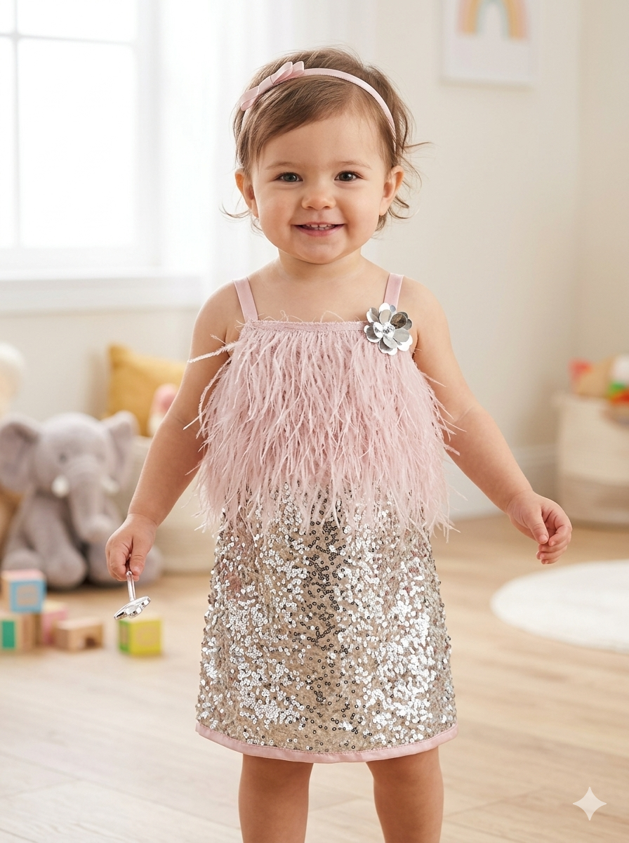 Girls' Half-Sleeve Midi Dress