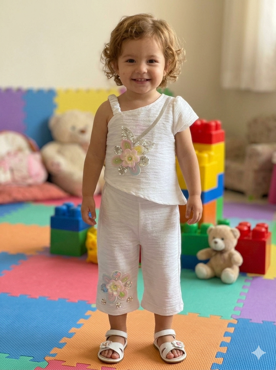 Girls' Half-Sleeve Capri Set